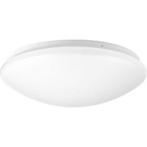 Progress Lighting, Drums and Clouds, 1-Light LED Flush Mount, White Finish, Contoured Acrylic Shade - 1 of 4