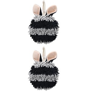 REGALWOVEN Cute Rabbit Shape Fluffy Chenille Soft Absorbent Hand Towel 2 Pcs - 1 of 4