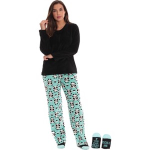 Just Love Womens Plush Pajama Pant Set with Matching Socks  Fun, Cozy Sleepwear with Sayings - 1 of 4