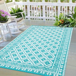 WhizMax Outdoor Rug Waterproof Reversible Mat Patio Area Rug Outside Indoor Outdoor Area Rug Camping RV Plastic Straw Rug Moroccan Rug for Backyard - 1 of 4