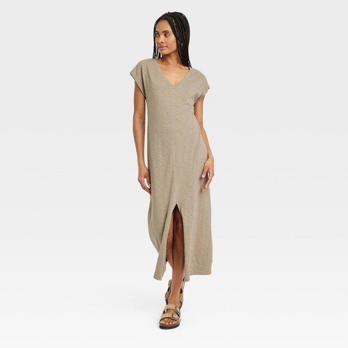 Women's Short Sleeve Midi T-shirt Dress - Universal Thread™ Brown