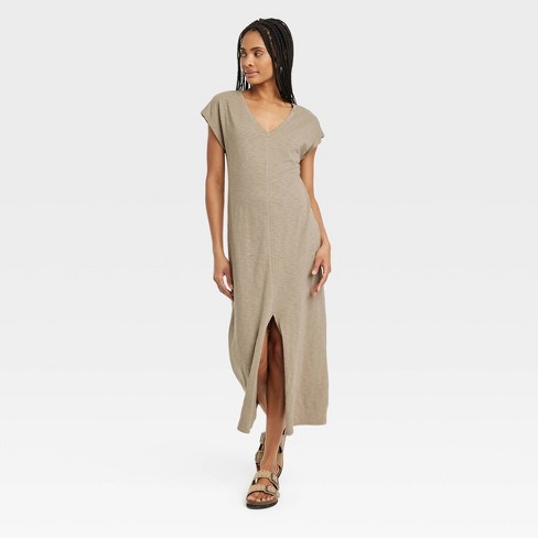 Women's Short Sleeve Midi T-shirt Dress - Universal Thread™ Brown Xl :  Target