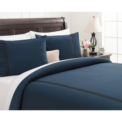 Chanasya Fleur De Lis Twin Duvet Cover Set - 4-Piece, Embroidered Royal Blue/Cream, Brushed Microfiber - View #11