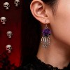 Vintage Gothic Skeleton Rose Earrings - Skull with Holding Hand Dangle Design, Punk Halloween Party Jewelry for Women - 2 of 4