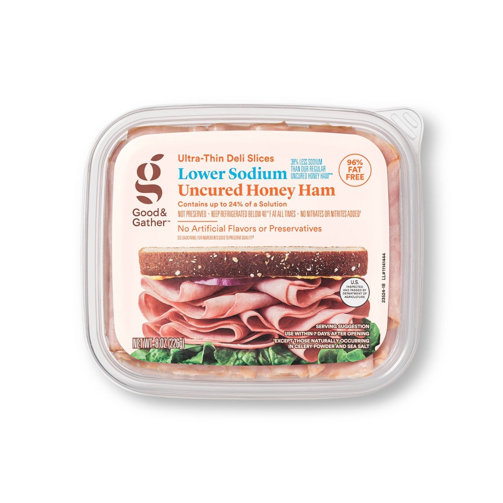 Lower Sodium Uncured Honey Ham Ultra-Thin Deli Slices - 8oz - Good & Gather