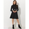 Allegra K Women's Faux Suede Stand Collar Zip-Up Belted Vintage Dresses - 3 of 4