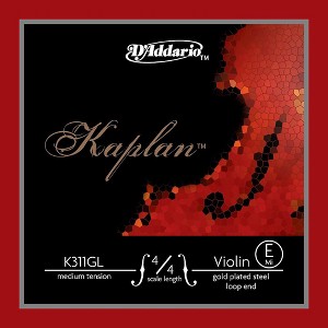 D'Addario Kaplan Gold Plated Series Violin E String 4/4 Size Gold Plated Steel Medium Loop End - 1 of 1