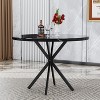 Hooseng 38.5" Round Dining Table Modern Style Kitchen Table With MDF Table Top And X-Shaped Pedestal Metal Legs, Small Bar Table For 2 To 4 People - 4 of 4
