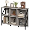 6 Cube Storage Organizer, Industrial Horizontal Bookshelf with Metal Frame, Thick wooden Low & Long bookshelf - 3 of 4