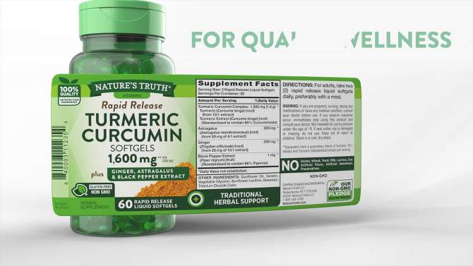 Nature&#39;s Truth Turmeric 500mg Capsules - 120ct, 2 of 6, play video