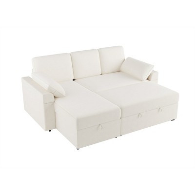 AMERLIFE Sectional Sofa Bed with Storage,Reversible Pull Out Sleeper Couch for Living Room