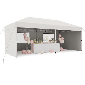 10x20FT Pop-Up Canopy Tent with 4 Sidewalls Heavy Duty Waterproof Outdoor Shelter UPF 50+ with Adjustable Height, Roller Bag, Stakes & Sandbags - 1 of 4