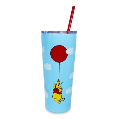 Silver Buffalo Winnie The Pooh Balloon Stainless Steel Tumbler With Straw