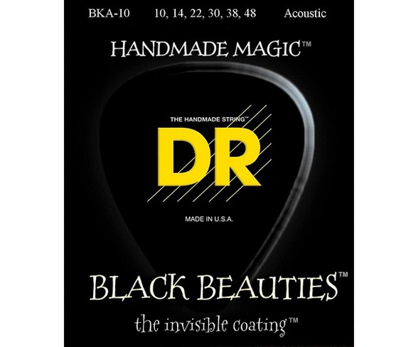 DR Strings Black Beauties Acoustic Guitar Strings Extra Lite