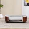 TIRAMISUBEST Scandinavian Elevated Dog Bed Pet Sofa Solid Wood Legs Walnut Bent Back Velvet Cushion Large Size Off Ground Washable - 4 of 4