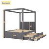 Twin/Full Size Upholstery Canopy Platform Bed with Trundle and 3 Storage Drawers-ModernLuxe - 3 of 4