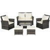 Bigget Outdoor 6 Piece Steel Wicker Patio Conversation Set Rattan Furniture - 4 of 4