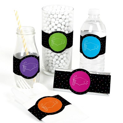 Big Dot of Happiness Hats Off Grad - DIY Party Supplies - Graduation Party DIY Wrapper Favors & Decorations - Set of 15