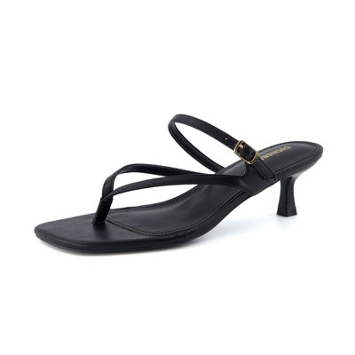 CUSHIONAIRE Women's Madrid Strappy Kitten Heel Sandals +Memory Foam, Wide Widths Available