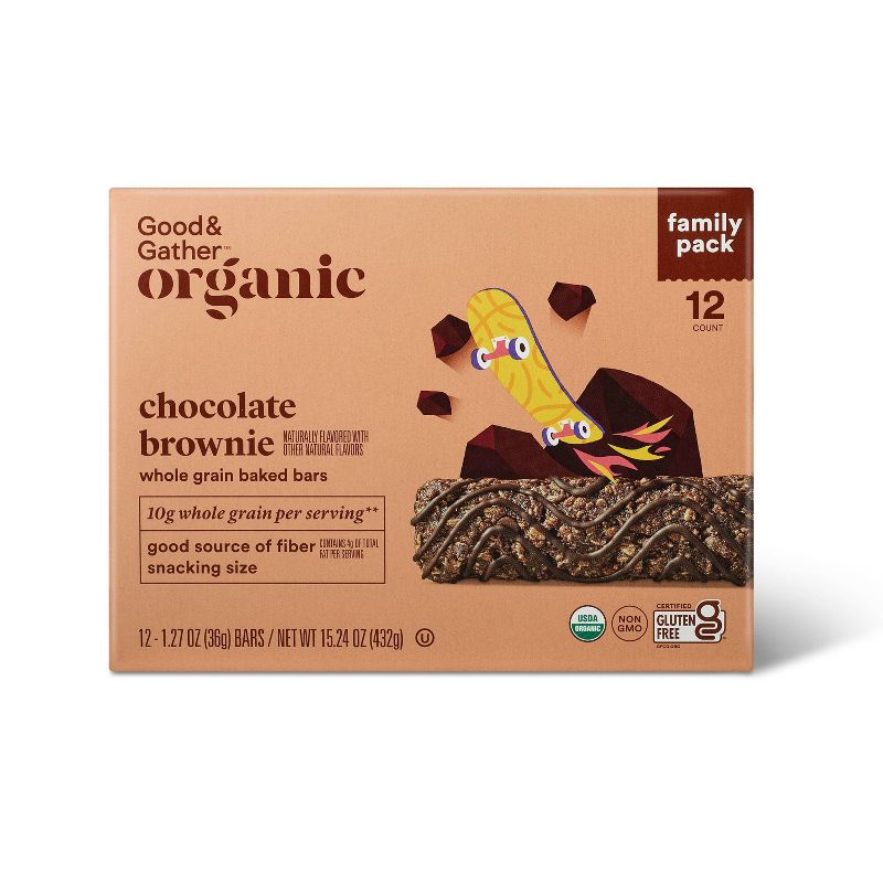 Organic Chocolate Brownie Whole Grain Baked Bar - 15.24oz/12ct - Good &#38; Gather&#8482;, 1 of 8