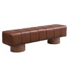 Modern Upholstered Bench,Faux Leather Dining Bench with Wood Legs,No Assembly Required,Entryway or Bedroom Accent Bench-Coolbibila - 3 of 4