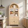 71" Modern Arched Wood Cabinet,Display Cabinet with Adjustable Shelves And Retro Handles,Cabinet For Living Room or Dining Room-Coolbibila - 3 of 4