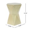 Lyngins Modern Gold Drum-Style Outdoor End Table, Accent Table for Patio or Indoor Use, Round Hollow Patio Side Table - 4 of 4