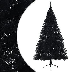 vidaXL Artificial Half Christmas Tree White PVC, Steel 59.1 in high - Black 8 x 4 ft - 1 of 4