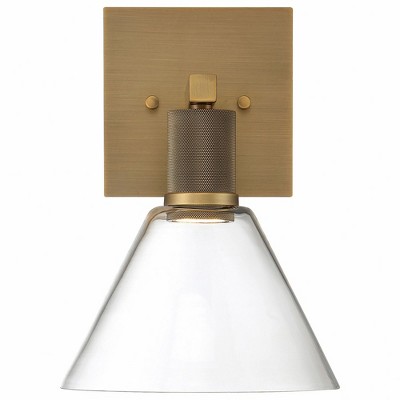 Dimmable Brass and Gold Wall Sconce with Clear Globe