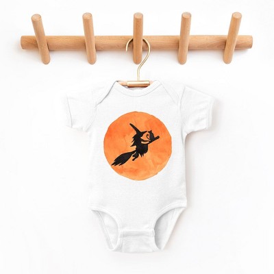 The Juniper Shop Watercolor Witch On Broom Baby Bodysuit
