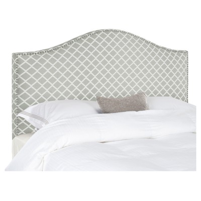 Stasie Silver Nail Head Headboard - Gray / White (Full) - Safavieh