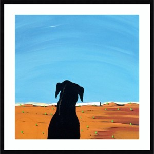 33" x 33" Black Dog in Chestertown by Marjorie Weiss: Giclee Print, Hardwood Frame - Amanti Art - 1 of 4