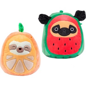 Squishmallows 8-Inch Watermelon Pug & Orange Sloth 2-Pk Plush- Collectible Soft Fruit Puppy Sloth Stuffed Animal Toy - Gift for Kids, Girls & Boys - 1 of 4