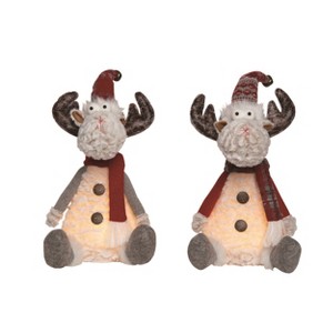 Transpac Plush Light Up Reindeer Sitter Set of 2 Christmas Home Decorations - 1 of 1