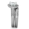 Slickblue Women’s Oval CZ Ring, Silver, 8x6mm Clear Stone, Accent Halo Design, Polished Stainless Steel, Size 5-10 - 4 of 4