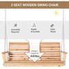 Okak 3-Seater Wooden Porch Swing with Fold-Out Table,Patio Bench Swing with Cup Holders,Outdoor Hanging Chair for Backyard,Garden,Poolside - 3 of 4