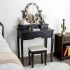 Costway Vanity Set Makeup Dressing Table w/5 Drawers 12 LED Bulb Black - 3 of 4