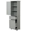 ACEPANO 68.4 in. H Freestanding MDF Storage Cabinet with Two Different-Sized Drawers & Adjustable Shelves-Grey - 4 of 4