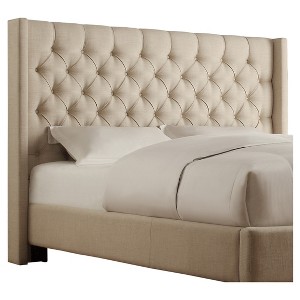 Inspire Q Highland Park Button Tufted Wingback Headboard - Oatmeal (Queen)