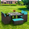 FDW Patio Dining Set Space-Saving 9-Piece Outdoor Patio Furniture Set with Glass-Topped Table - 2 of 4