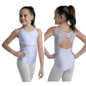 Girl's Leotard Danz N Motion 21110C Angelina Camisole Floral Mesh Inserts - 1 of 4