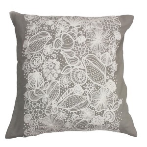 Beachcombers Gray Shell Embroidered Throw Pillow - 1 of 4