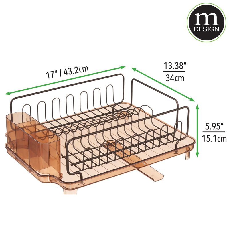 mDesign Large Kitchen Dish Drying Rack / Drainboard, Swivel Spout, 4 of 7