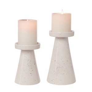 VIP Dolomite 8 in. White Candle Holders Pillars Set of 2 - 1 of 2