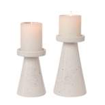 Transpac Ceramic 8 in. White Pillar Candle Holders Set of 2