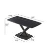 Modern Artificial Dining Table for 6, Sintered Stone Top Kitchen Table, Curved Edge Table with Black X-shaped Metal Legs-The Pop Home - 4 of 4