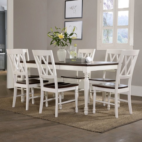 Distressed white dining discount set