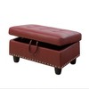 DOMETOUR Faux Leather Synthetic Leather Storage Ottoman for Living Room Red - 2 of 4