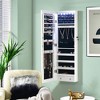 Wall/Door Mounted Jewelry Cabinet Full Screen Mirror Armoire Organizer w/ 6 LEDs - 2 of 4