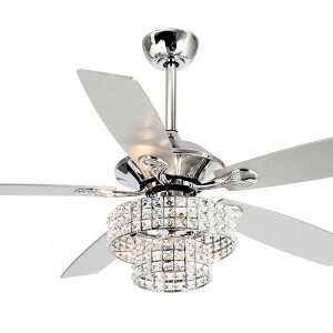 Parrot Uncle 52" Modern Crystal Ceiling Fan with Light and Remote Control - 1 of 4